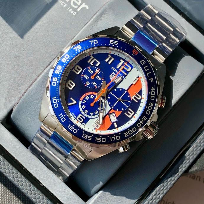 Tag Heuer F1 Gulf Super Clone Horloge - AAA Kwaliteit 1:1 Replica 1116418761 - front view | Tag Heuer